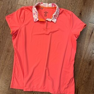 Under Armour Coral Short-Sleeve Performance Golf Polo with Floral Collar